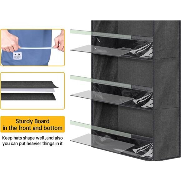 Over Door Hat Racks for Baseball Caps, Clear Deep Pockets Hat - Picture 4 of 7